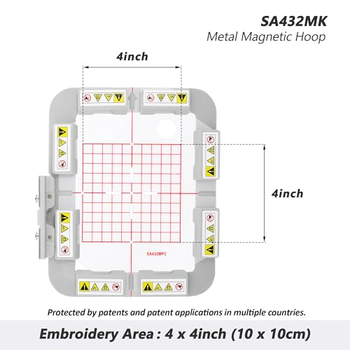 Sew Tech Magnetic Embroidery Hoop for Brother, 4x4in 100x100mm Bar SA432 - size: 4" x 4" - SA432MK
