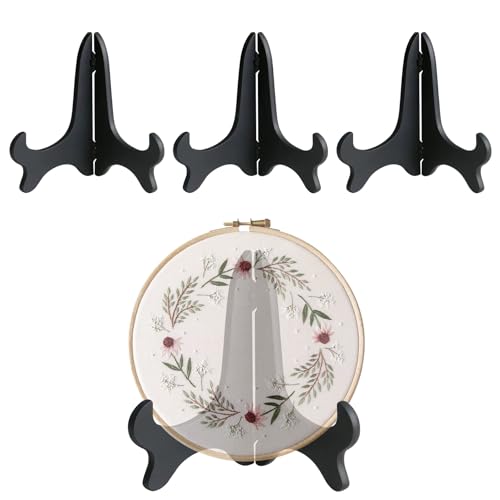 4 PCS Embroidery Hoop Desk Display Holder, Black Plastic Cross Stitch Display Stand for Embroidery Cross Stitch Hoop Needlework Decor