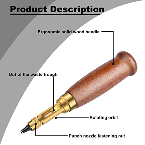TLKKUE Adjustable Leather Hole Punching Tool Automatic Puncher - color: Red brown