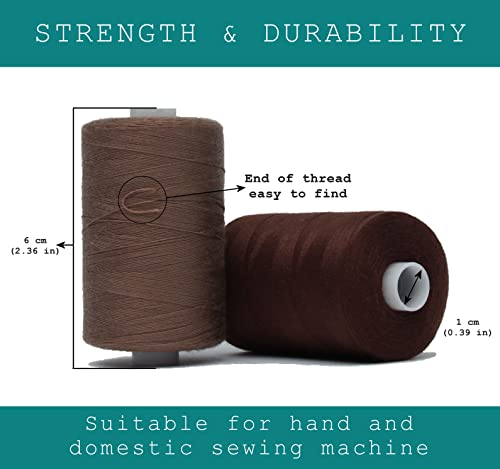 BlesSew Sewing Thread in Brown Color Tones - 10 Spools of Polyester Thread for Sewing Machine for Beginners, Hand Stitching & Quilting - 1000 yds Per Spool - color: Brown-Khaki-Neutral