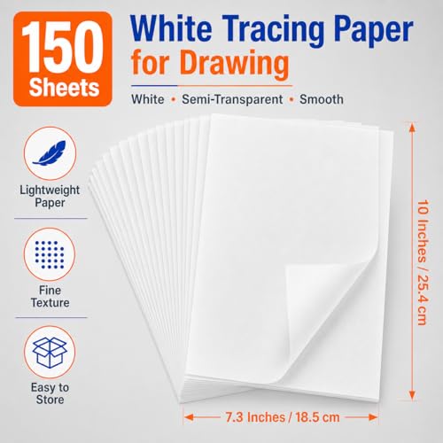 PSLER 150PCS Transfer Tracing Paper - Translucent Trace Paper for Drawing
