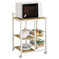 Coaster Home Furnishings - Kelvin - Wood & Metal - 2-Shelf Mobile Kitchen Cart - Contemporary Style, Butcher Block Top, Duplex-Type Storage, Wire Baskets - Dining Room - Natural Brown & White - 2506