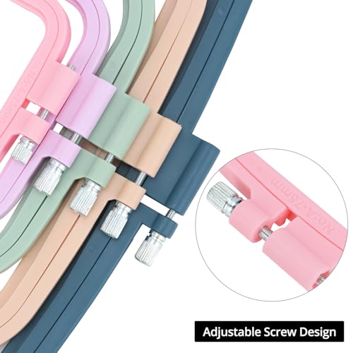 QWORK Square Embroidery Hoops - 5 Sizes, ABS Plastic, Adjustable Screw, 5 Pieces for DIY Embroidery Craft