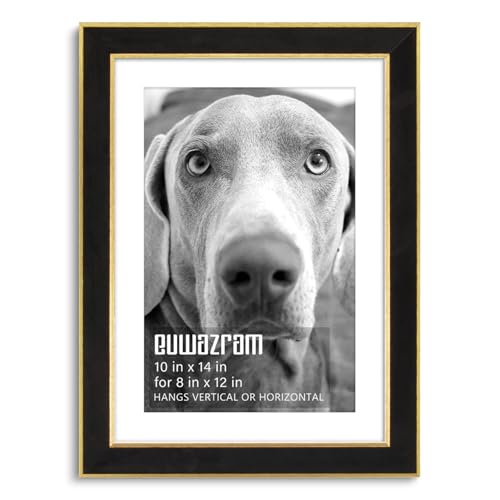 Suede 10x14 Frame - Single Frame, Elegant Black 10 x 14 Poster Frame with Mat for 8x12, 10x14 Picture Frames for Artwork, Puzzles, Photos, and Movie Posters - color: Black, size: 10" x 14" / 8" x 12" mat