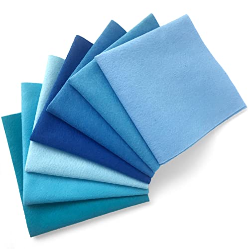 7pcs 18" X 18" 1.4mm Thick Soft Felt Nonwoven Fabric Sheet Pack DIY Craft Patchwork Sewing Square Assorted Colors (Blue Series) - color: Blue Series
