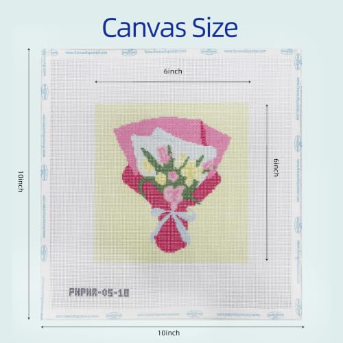 Howie's Needlepoint Flower Needlepoint Kits for Adults & Beginners, 18 Mesh Printed Needlepoint Canvas, Stamped Patterns Canvas Starter Kits(Tulips Bouquet,6"x6") - color: Tulips Bouquet