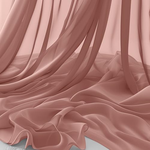 Horbaunal Dusty Rose Chiffon Fabric by The Yard, 1 Yard Precut Sheer Fabric - color: Dusty Rose, size: 1 Yard