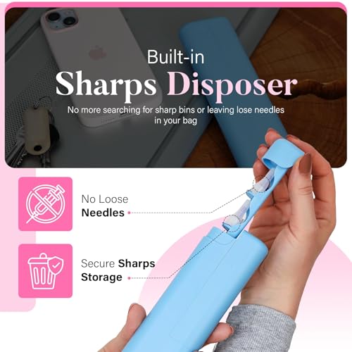 STRAWBERRY & CO Insulin Cooler Travel Case - Built-in Sharps Dispenser & Temperature-Control Organizer (Blue) - color: Blue