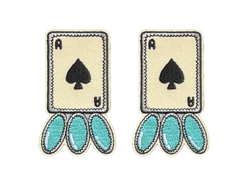 Ace Card Patch, 2.5" x 1.5", Embroidered Iron-On for Hats, Bags, Jackets, 2-Pack - color: Ace Card