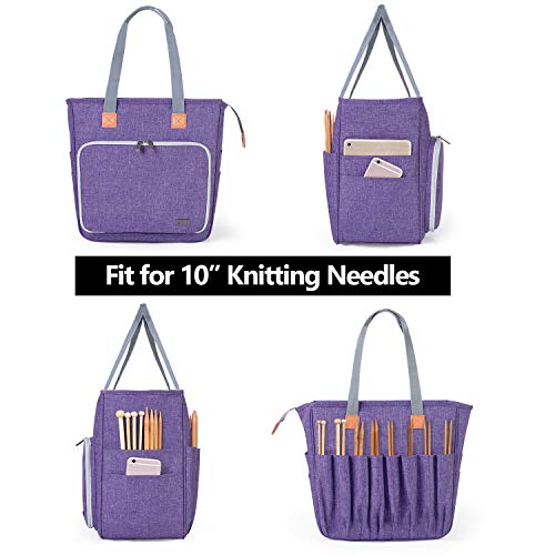 LUXJA Knitting Yarn Storage Tote Bag, Purple - color: Purple, size: Medium