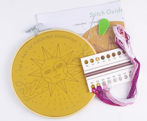 FUNATIC I'm A Ray of F'N Sunshine Funny Embroidery Kit for Adults - color: I'm A Ray of F'n Sunshine