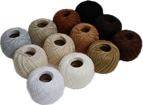 KCS Mercerized Pearl Cotton Thread Size 8 Crochet Needlework Embroidery Threads Ball (12, 12balls04) - color: 12balls04