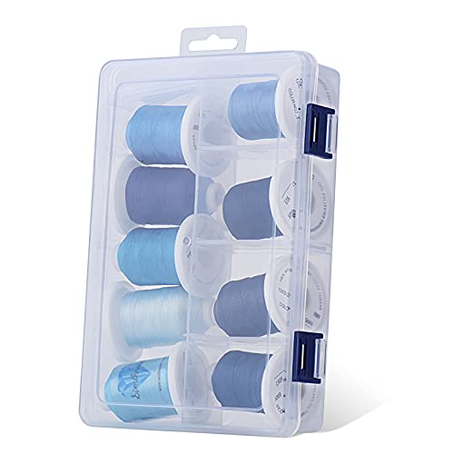 Simthread Embroidery Thread with Storage Box - 800 Yards/Spools - color: Blue Colors