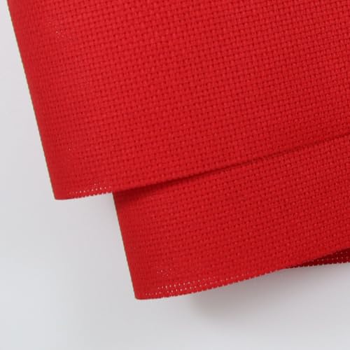 KCS 2 pc of 15" x 18"(38cmx45cm) 16 Count Cross Stitch Cotton Aida Cloth Needlework Fabric Box (Red, 16CT) - color: Red, size: 16CT