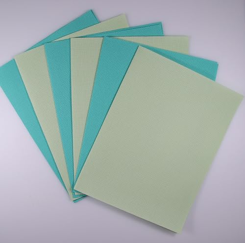 KCS 6 pc of 12" x 18"(30cmx45cm) 14CT Counted Cotton Aida Cloth Cross Stitch Fabric (Light Green+Sea Green) - color: Light Green+sea Green