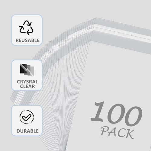 100Pack Acid-Free Crystal Clear Sleeves Storage Bags for 11x14 Photo - size: 11x14 100pack clear bags