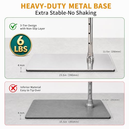 Rotating Adjustable Embroidery Floor Rack with Side Clamp, Metal Needlepoint Support Compatible with Lowery, Fits Q-Snap Frames & 20 Inch Scroll Rods