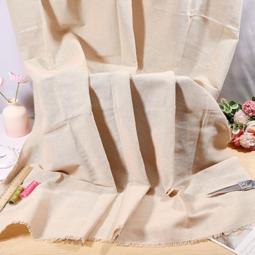 FREEBLOSS Linen Fabric by The Yard Natural Linen-Cotton Blend Fabric for Embroidery Needlework Quilting Supplies, Patchwork, Sewing, Home Decor 100 * 155cm/39 * 61 inches