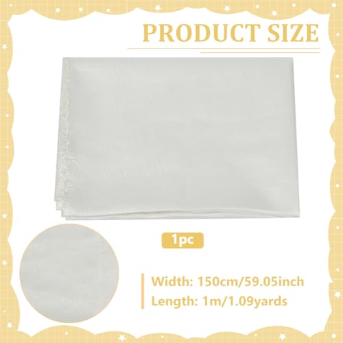 MAYJOYDIY White Poly Cotton Broadcloth Fabric 59×39inch Inside Silver Wires Plain Solid Color Linen Fabric Garments Crafts Accessories for Table Cloth Embroidery Backing Quilting Sewing