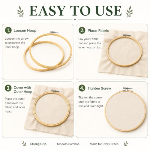 EATHEATY 20 Sets 6 Inch Bamboo Embroidery Hoops for Cross Stitch