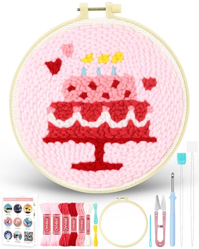FIVEIZERO Punch Needle Kit for Beginners,Birthday Cake Patterns - color: Birthday Cake