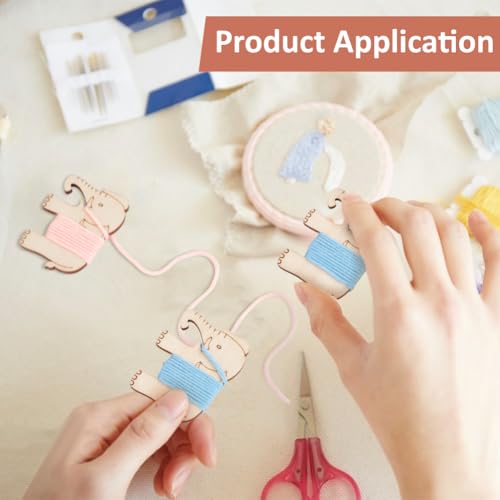 BENECREAT 20Pcs Wooden Animals Floss Bobbins, Elephant Shaped Cross Stitch Bobbin Embroidery Thread Cards Winding Plate for DIY Sewing Storage Tool, 2.3x1.8Inch - size: 2.3*1.8*0.13 Inch
