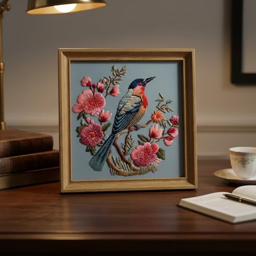 ARTopet Embroidery Kit for Beginners Cross Stitch Kits Needlepoint Set Colorful Bird Patterns Embroidery Thread Kit for Craft Lover Hand Stitch with 7.87in Hoop Threads Fabric-Bird03 - color: Bird03