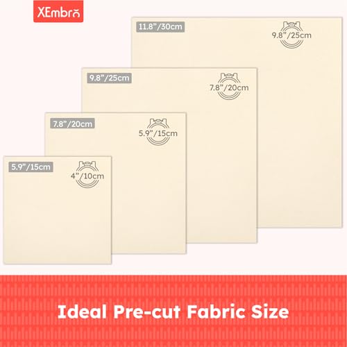12 PCS Beige Embroidery Fabric for Embroidery Garment Craft, Pre-Cut Natural Cotton Embroidery Cloth Fabric, 4 Different Sizes Embroidery Cloth Squares (5.9 to 11.8inch) - color: Beige, size: 5.9 to 11.8 inch