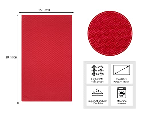 COTTON CRAFT Amazing Kitchen Towel - 12 Pack 100% Cotton Waffle Terry Towel - color: Red, size: 12 Pack