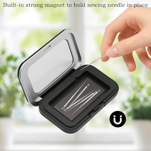HINGTAI Magnetic Needle Holder Case with Clear Lid, Strong Built-in Magnet Secures Pins Under 6.5cm, Sewing Needle Organizer Box with Snap Closure, Craft Supplies Storage Gift for Sewers - color: 1Pcs