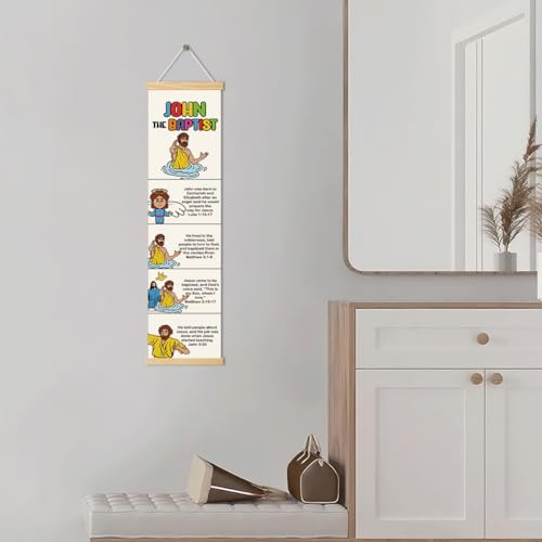 John the Baptist Banner, Church Banner, Christian Rustic Hanging Door Flag, Farmhouse Decorations Outdoor Indoor, Church Activity Decor, Bible Lesson, Scripture and Words Decorations - color: Yellow