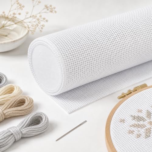 13 Mesh Needlepoint Canvas - 23.6" x 17.7" Blank Needle Point Canvas for DIY Embroidery and Needlepoint Projects, Easy to Cut for Coasters, Bookmarks, Ornaments and Craft Designs - color: White