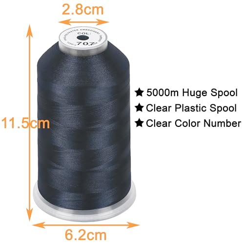 New brothread 5000M Huge Spool Embroidery Machine Thread - Dark Gray - color: Dark Gray-707
