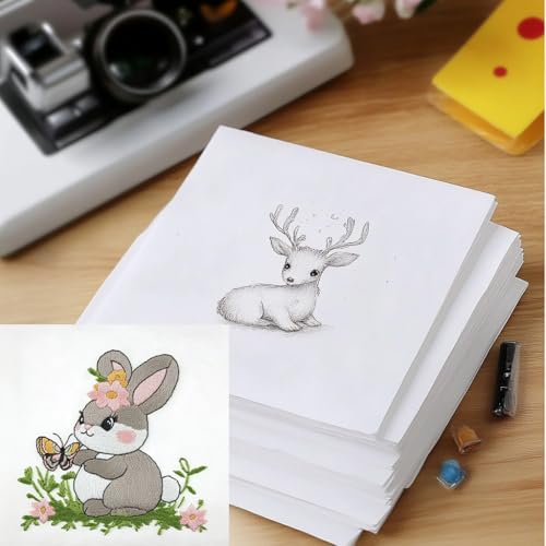 Sticky Water Soluble Embroidery Stabilizer Paper Stabilizer 6 Pcs Stick and Stitch Template Paper wash Away Embroidery Patterns - Allowed for Drawing Printting for Cross Stitch & Needlework