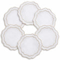 Linen Coasters for Drinks, Set of 6, 6 inch, White-Taupe - color: 1239 - White - Taupe, size: 6 inches