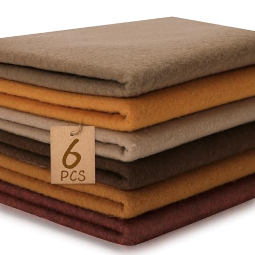 XSEINO 6 Rolls 12"x35" Large Felt Sheets(5.8Yds Total), 1.4mm Thick Nonwoven Fabric for Sewing, 6 Maillard Series Colors, Bulk DIY Craft Supplies for Bags, Garland, Decor - color: Maillard Series