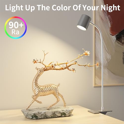 Dott Arts Desk Lamp,USB Clip On Light with 3 Color Modes,LED Reading Lamp - color: Gray