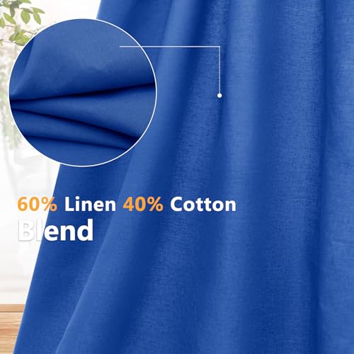 NSGZ Royal Blue Linen Cotton Fabric 1 Yard 61" Wide, Linen Cotton Blend - color: Royal Blue, size: 1 Yard