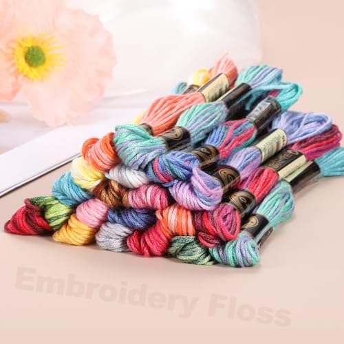 PATIKIL 14 Skeins Embroidery Floss Polyester Threads Blue-Purple Gradient - color: Blue-Purple Gradient