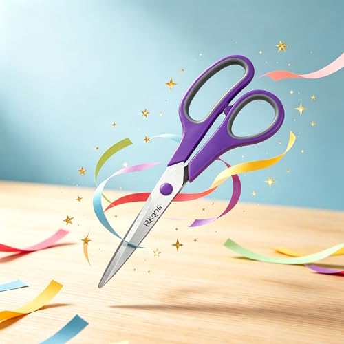 Black 6 Scissors Pack, Rkqoa 8" All Purpose Sharp Scissor for Everyday Use - color: Black 6 Pack