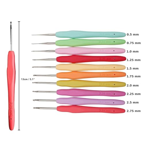 Yarniss 20 Sizes Crochet Hooks 0.5mm-10mm, Ergonomic Crochet Hooks Set with Case for Arthritic Hands (Pack of 2) - size: 20 Size (0.5~10.0mm) (Pack of 2)