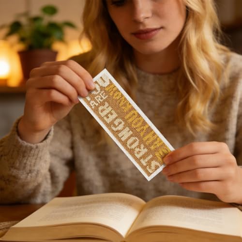 ORIGACH 6 Set Inspirational Scripture & Tiger Cross Stitch Bookmark Kit - style: Inspirational Scripture & Tiger