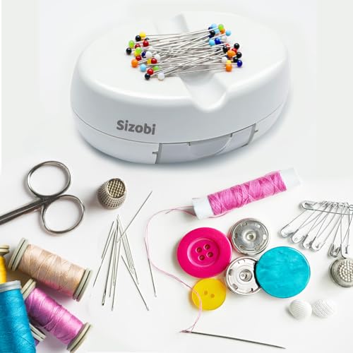 Sizobi Magnetic Pin Cushions for Sewing with 100Pcs Ball Head Straight Pins - color: white