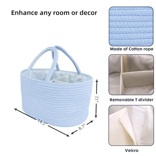 XUANGUO Cotton Rope Baby Diaper Caddy Organizer Basket Sky Blue - color: sky blue, size: Regular