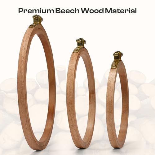 Caydo 3 Pieces Beech Wood Embroidery Hoops Set, 4 Inch to 6 Inch - style: 4-6 Inch