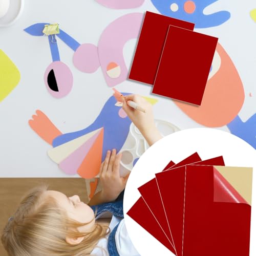 10 PCS Sticky Felt Sheets, Self Adhesive Felt Sheet - color: Red