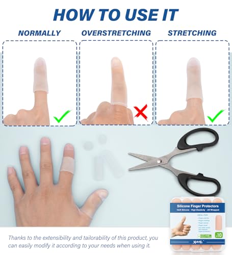 Gel Finger Cots Protectors, Silicone Covers, Bandages, Caps & Sleeve, Clear - color: Clear, size: M(10)+L(4)+S(4)