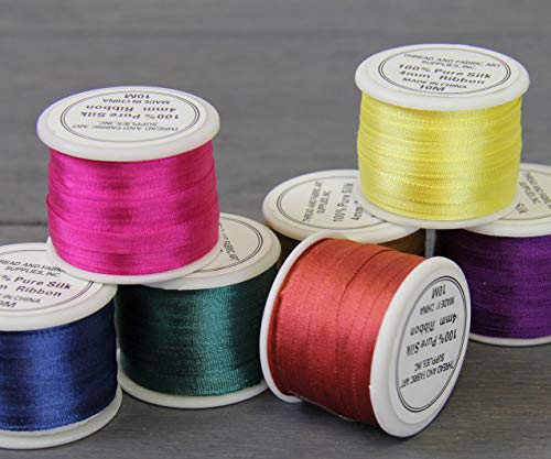Threadart Brown 7mm 100% Pure Silk Ribbon - Single Spool - color: BROWN, size: 7MM