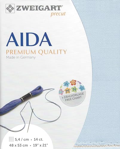 Wizardi Stern-Aida 14 Count Pale Blue 3706/5130. Needlework Canvas, Cross-Stitch Fabric, Embroidery Cloth, Needlepoint Canvas. 100% Cotton. Precut Zweigart - color: Pale Blue