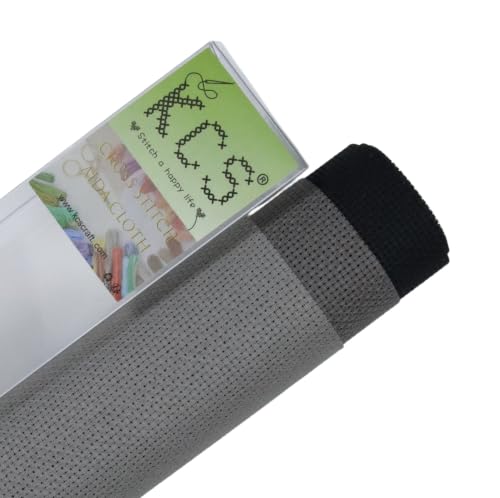 KCS 3 pc of 15" x 18"(38cmx45cm) 16 Count Cross Stitch Cotton Aida Cloth Needlework Rolled Fabric Box,16CT,Medium Grey+Dark Grey+Black - color: Medium Grey+dark Grey+black, size: 16CT